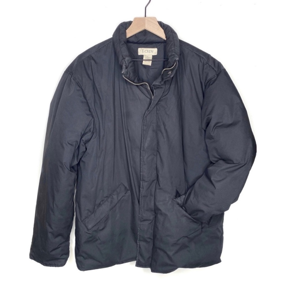 J. Crew Goose Down Men’s Coat Jacket Black Full Zip L